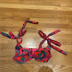 Beach riot bikini top with adjustable tie straps